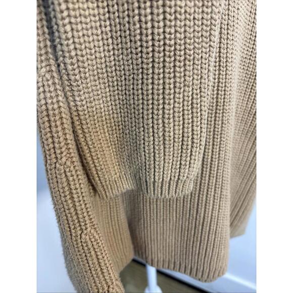 Quince 100% Organic Cotton Fisherman Crew Sweater Large Camel Minimalist Knit - Picture 4 of 10